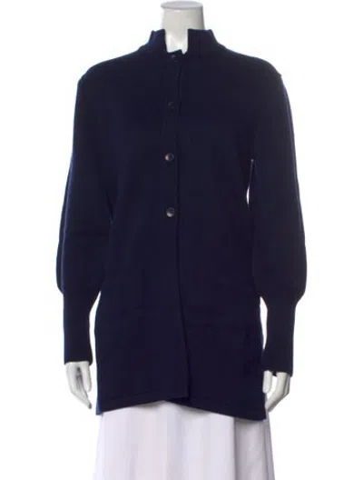 Pre-owned Black Iris Wool Mock Neck Sweater In Blue