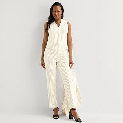 Black Label By Evan Picone Womens Classic Fit Straight Suit Pant In White