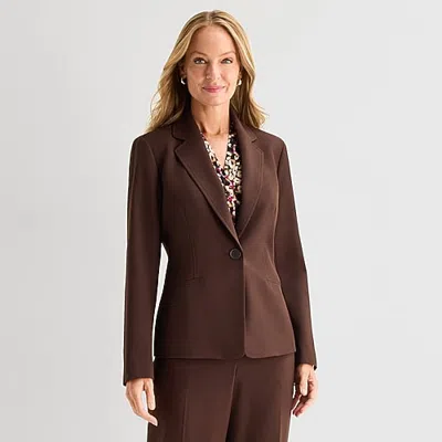 Black Label By Evan Picone Womens Classic Fit Suit Jacket In Brown