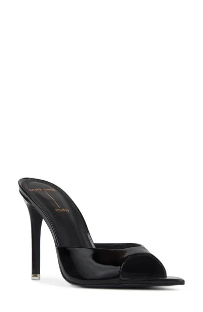 Black Suede Studio Brea Pointed Toe Sandal In Black Patent
