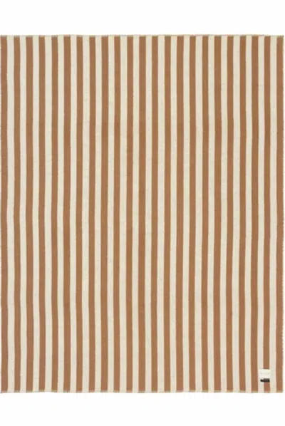Blacksaw Stills Heirloom Blanket In Brown/ivory Stripe