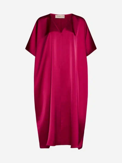 Blanca Vita Arbutus Satin Kaftan Dress In Pink