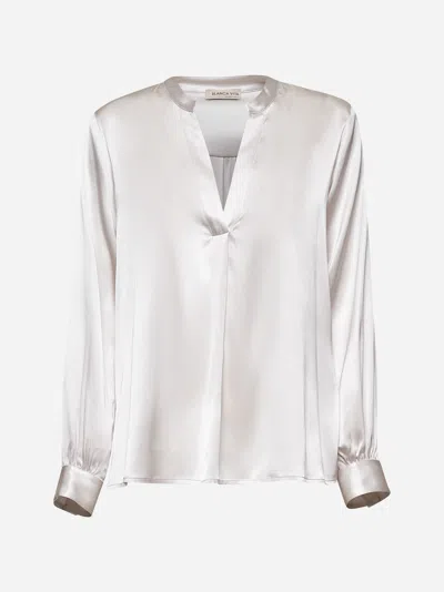Blanca Vita Beige Stretch Silk Satin Tradey Tunic