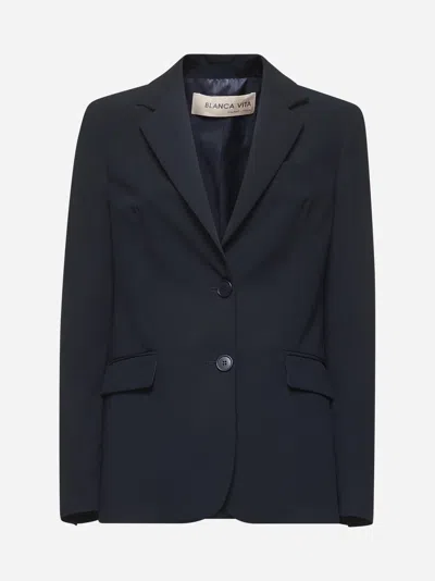 Blanca Vita Blue Cady Genzia Single-breasted Blazer