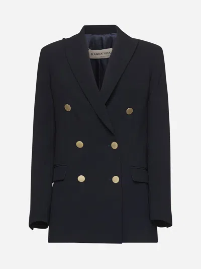 Blanca Vita Blue Cady Glixia Double-breasted Blazer