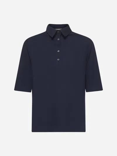 Blanca Vita Blue Jersey Platy Polo Shirt In Topaz