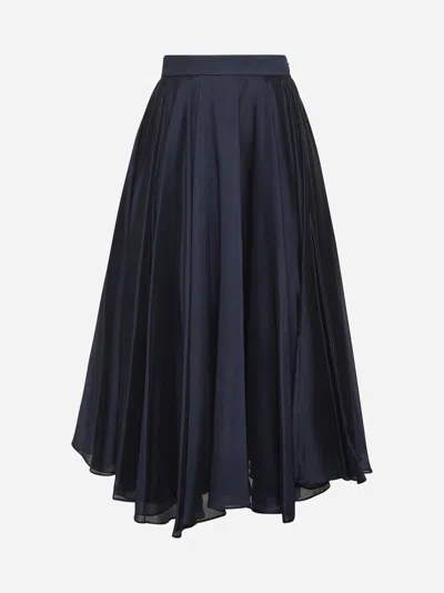 Blanca Vita Blue Muslin Gaudia Full Midi Skirt