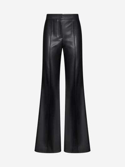 Blanca Vita Faux-leather Flared Trousers In Black