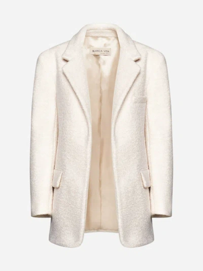 Blanca Vita Gossypium Boucle Blazer In Milk