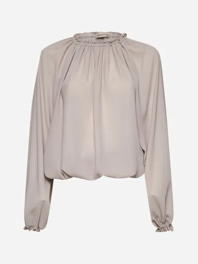 Blanca Vita Grey Crepe Cherry Blouse