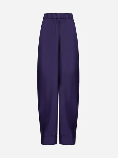 Blanca Vita High-waist Silk Palazzo Trousers In Purple