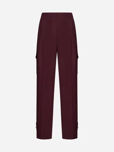 Blanca Vita Philody Silk Cargo Trousers In Wine