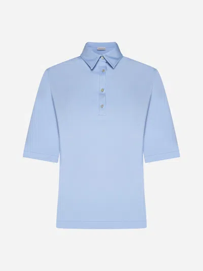 Blanca Vita Platy Viscose-blend Polo Shirt In Light Blue