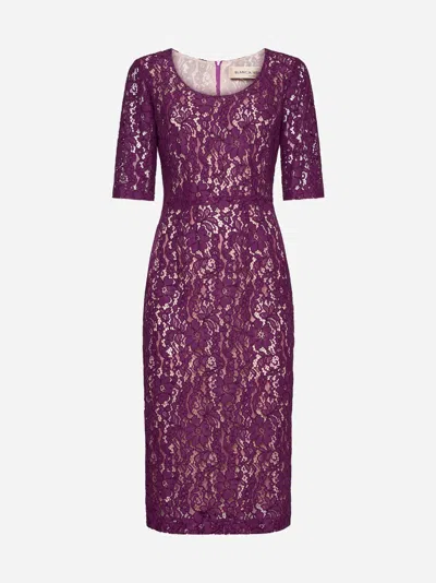 Blanca Vita Purple Floral Lace Alnus Sheath Dress In Cyclamen