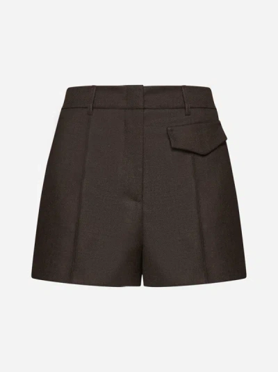 Blanca Vita Salicaria Pleated Mid-rise Shorts In Coffee