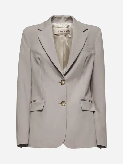 Blanca Vita Taupe Cady Genzia Single-breasted Blazer