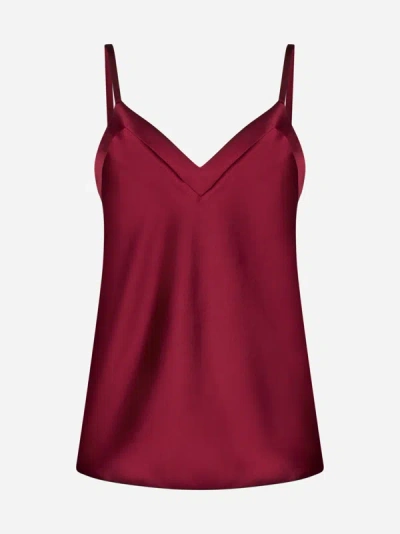 Blanca Vita Trachy Satin Camisole In Burgundy