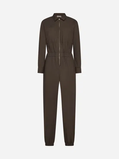 Blanca Vita Trhyco Cotton-blend Jumpsuit In Chocolate