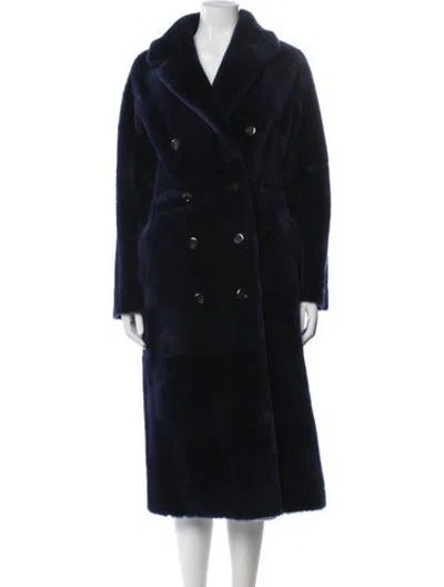 Pre-owned Blancha Shearling Faux Fur Coat In Blue