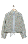 Blanknyc Cropped Quilted Jacket In Blue Floral