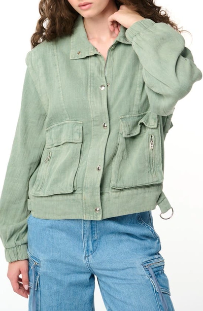 Blanknyc Linen & Cotton Utility Jacket In Ocean Eyes