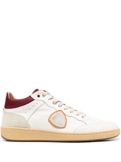 Blauer Logo-patch Lace-up Sneakers In White