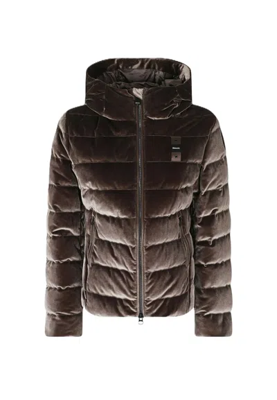 Blauer Velly Padded Jacket With Plush Texture And Contemporary Detailing In Brown