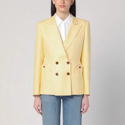 Blazé Milano Double-breasted Charmer Clarity Butter-coloured Jacket In Yellow