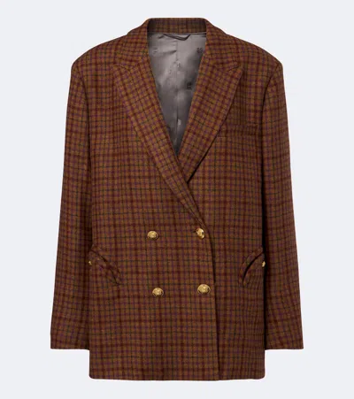 Blazé Milano Nightbreak Checked Virgin Wool Blazer In Brown