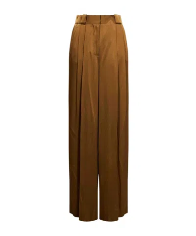 Blazé Milano Pleated Straight-leg Trousers In Brown