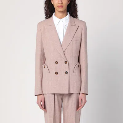 Blazé Milano Sand-colored Double-breasted Jacket In Beige