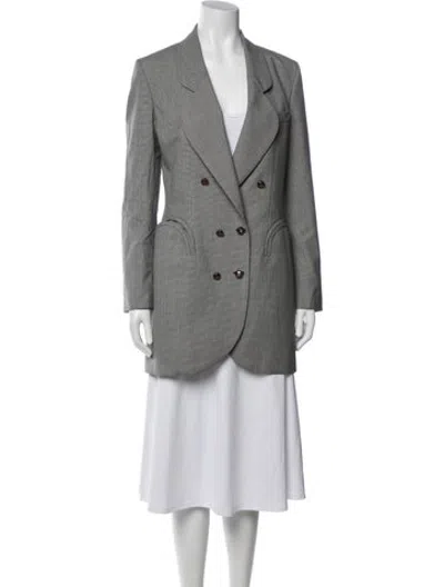Pre-owned Blazé Milano Wool Tweed Pattern Coat In Black