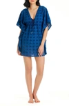 Bleu By Rod Beattie Broderie Anglaise Cotton Cover-up Caftan In Navy