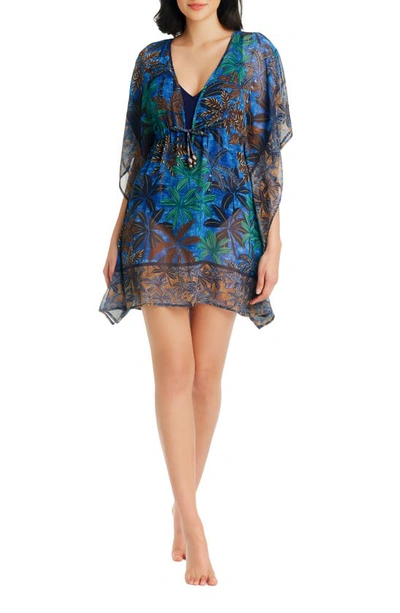 Bleu By Rod Beattie By The Sea Chiffon Cover-up Caftan In Navy Multi