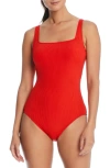 Bleu By Rod Beattie Walk The Line Floating Underwire One-piece Swimsuit In Golden Gate