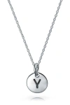 Bling Jewelry Minimalist Sterling Silver Initial Pendant Necklace In Silver - Y