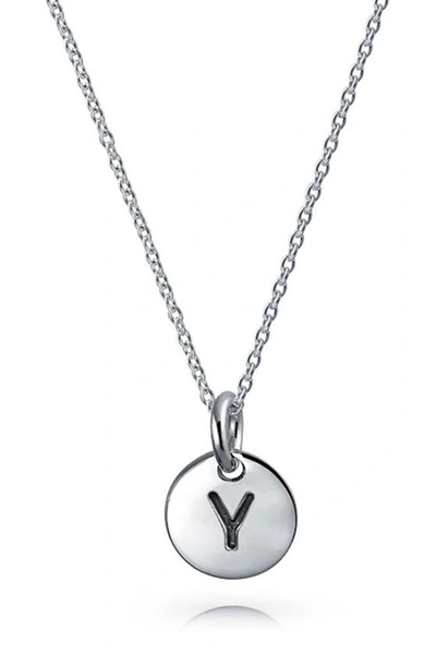 Bling Jewelry Minimalist Sterling Silver Initial Pendant Necklace In Silver - Y