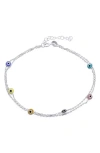 Bling Jewelry Sterling Silver Evil Eye Glass Anklet In Silver Multi-color