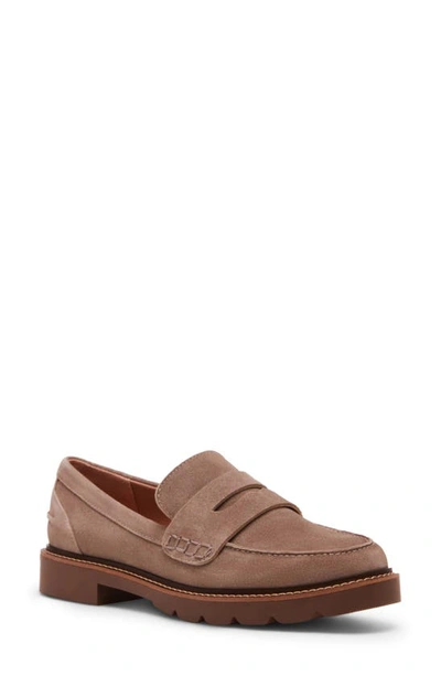 Blondo Waterproof Penny Loafer In Taupe Suede