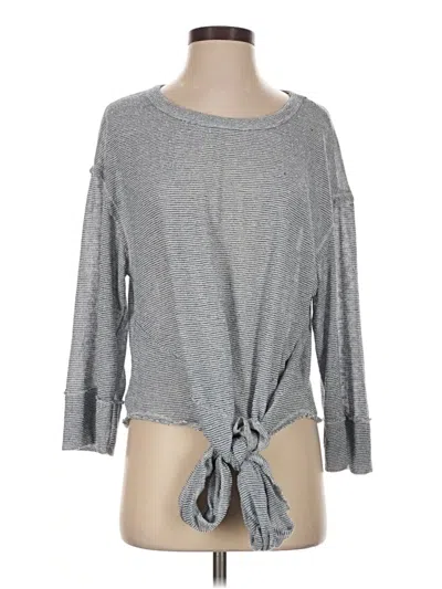 Pre-owned Blu Pepper 3/4 Sleeve Top Gray Boatneck Tops