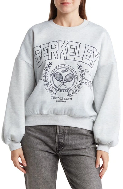 Blu Pepper Berkeley Tennis Club Fleece Sweatshirt In Heather Grey