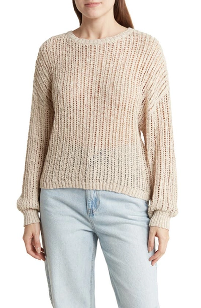 Blu Pepper Extended Shoulder Knit Sweater In Natural