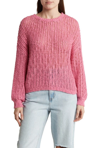 Blu Pepper Extended Shoulder Knit Sweater In Pink