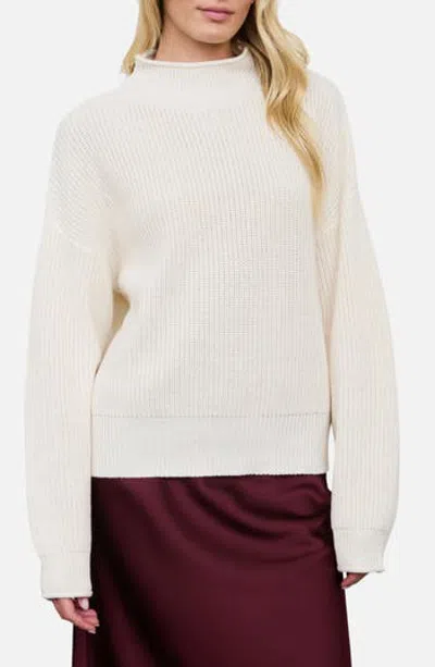 Blu Pepper Ribbed Mock Neck Cropped Sweater In White