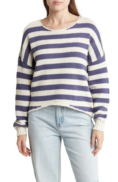 Blu Pepper Stripe Pullover Sweater In Denim