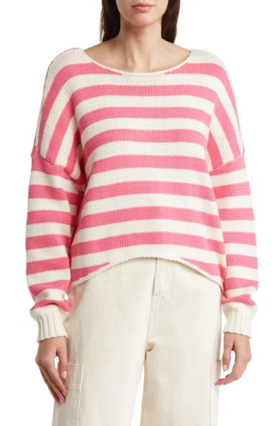 Blu Pepper Stripe Pullover Sweater In Pink