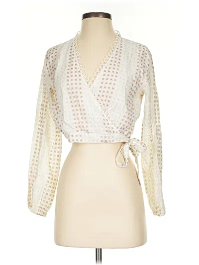 Pre-owned Blue Rain Long Sleeve Blouse In Ivory
