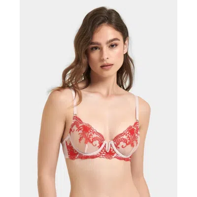 Bluebella Marseille Bra Women Red Floral Embroidered Sheer Underwire Frog621