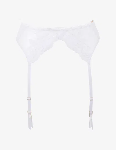 Bluebella Marseille Semi-sheer Stretch-mesh Suspender In White