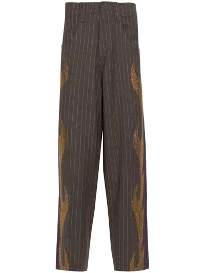 Bluemarble Tapered-hose Mit Strassverzierung In Braun